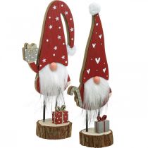 Gnomo de madera decoración gnomo navideño Al. 26/30 cm 2 uds.