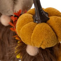 Artículo Figura otoñal de gnomo calabaza con girasol y barba, 16 cm, 2 unidades.