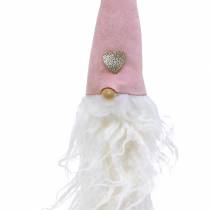 Artículo Cabeza de gnomo para colgar 45cm rosa/gris 2uds