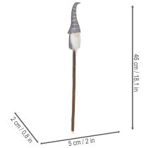 Artículo Figura decorativa de gnomo con sombrero a rayas sobre palo de madera, 46 cm, 6 piezas