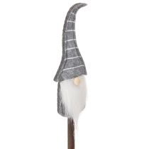 Artículo Figura decorativa de gnomo con sombrero a rayas sobre palo de madera, 46 cm, 6 piezas