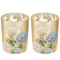 Artículo Elegante portavelas con motivos florales para decoración de estancias acogedoras, 12,5cm, 2 piezas.