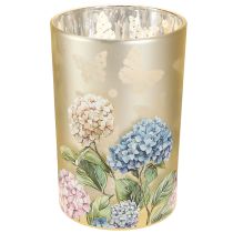 Artículo Portavelas de cristal con motivo floral para momentos de convivencia armoniosos, 18 cm