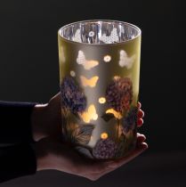 Artículo Portavelas de cristal con motivo floral para momentos de convivencia armoniosos, 18 cm