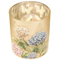 Artículo Farol decorativo de cristal con diseño floral para añadir un toque elegante al hogar, 8 cm, 4 piezas.