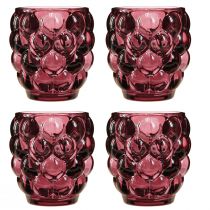 Artículo Portavelas decorativo de cristal Lantern Berry Ø9cm H9,5cm 4ud