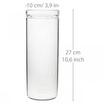 Florero, cilindro de vidrio, florero de vidrio redondo Ø10cm H27cm