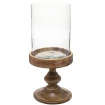 Linterna de vidrio sobre base de madera vidrio decorativo aspecto antiguo Ø18cm H38cm