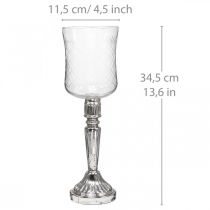 Linterna de cristal para velas de aspecto envejecido transparente, plata Ø11,5cm H34,5cm