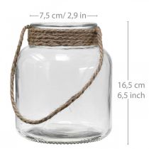 Linterna de cristal, portavelas para colgar H16.5cm Ø14.5cm
