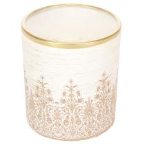 Artículo Portavelas de cristal con estampado floral, Ø8cm H9cm, 2 unidades