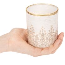 Artículo Portavelas de cristal con estampado floral, Ø8cm H9cm, 2 unidades