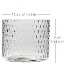 Linterna de cristal, portavelas de cristal, vela de cristal Ø11,5cm H9,5cm