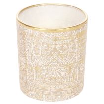 Artículo Portavelas de cristal con estampado de cachemir, Ø8 cm, H9 cm, 2 unidades