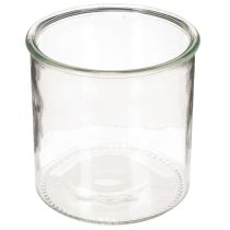 Artículo Portavelas de cristal redondo, cristal transparente, versátil, 12 cm, 2 unidades