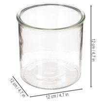 Artículo Portavelas de cristal redondo, cristal transparente, versátil, 12 cm, 2 unidades