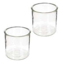 Artículo Portavelas de cristal redondo, cristal transparente, versátil, 12 cm, 2 unidades