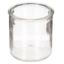 Artículo Portavelas redondo de cristal transparente, 8 cm, 3 unidades