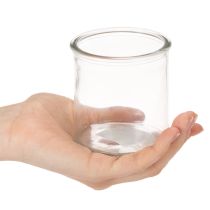Artículo Portavelas redondo de cristal transparente, 8 cm, 3 unidades