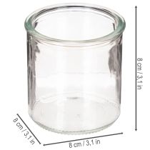 Artículo Portavelas redondo de cristal transparente, 8 cm, 3 unidades