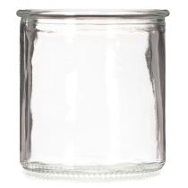 Artículo Portavelas redondo de cristal transparente, 8 cm, 3 unidades