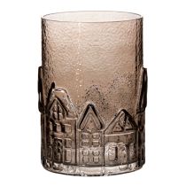 Artículo Portavelas de cristal para velas pequeñas, ideal para decoración de mesa, 23 cm.