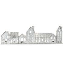 Artículo Hilera decorativa de casas con portavelas, decoración de Adviento, 68 cm