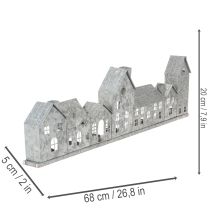 Artículo Hilera decorativa de casas con portavelas, decoración de Adviento, 68 cm