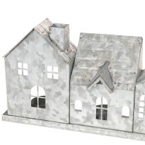 Artículo Hilera decorativa de casas con portavelas, decoración de Adviento, 68 cm
