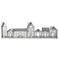 Artículo Hilera decorativa de casas con portavelas, decoración de Adviento, 68 cm