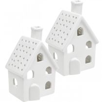 Casa de luz de viento casa de luz de cerámica Adviento blanco H14cm 2pcs
