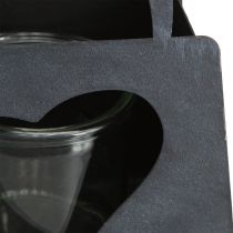Artículo Bolsa decorativa de metal con forma de farol con forma de corazón antracita H18cm 2uds