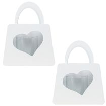 Artículo Bolsa decorativa de metal farol con corazón blanco Al. 18 cm 2 piezas
