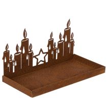 Artículo Farol de metal con inserto de cristal, acabado en metal oxidado, portavelas decorativo, 21,5 cm