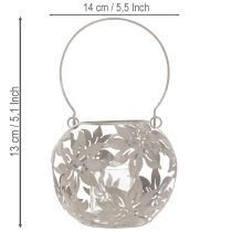Artículo Farol colgante decorativo de metal Windlight, color gris, Ø14cm H13cm