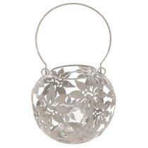 Artículo Farol colgante decorativo de metal Windlight, color gris, Ø14cm H13cm