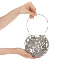 Artículo Farol colgante decorativo de metal Windlight, color gris, Ø14cm H13cm