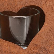Artículo Farol bolsa de metal color óxido con inserto de cristal H15cm 2 piezas