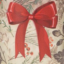 Artículo Portavelas de cristal con ramas navideñas y cinta roja, 8 cm, 2 unidades
