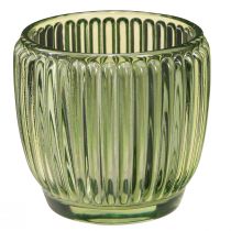 Artículo Linterna portavelas vidrio verde retro Ø7cm H7cm 6 piezas