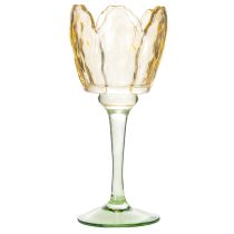 Artículo Portavelas con forma de tulipán, motivo floral, decoración para un ambiente romántico y elegante, 20 cm.