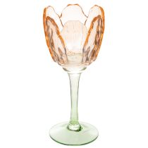 Artículo Portavelas de cristal con forma de tulipán, estilo vintage, decoración romántica para el hogar, 20 cm