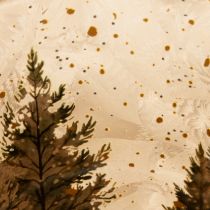 Artículo Portavelas de cristal con diseño de bosque de abetos, decoración de invierno, 15 cm.
