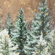 Artículo Portavelas de cristal con diseño de bosque de abetos, decoración de invierno, 15 cm.