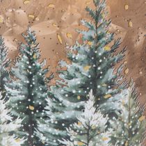 Artículo Portavelas de cristal con diseño de bosque invernal nevado, decoración navideña, 20 cm.