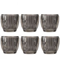 Artículo Farol de cristal gris otoño invierno Ø7cm H7cm 6 piezas