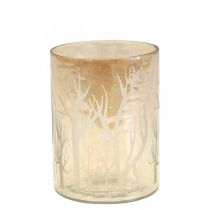 Artículo Linterna de cristal Deco Trees Brown Tealight Glass Ø9.5cm H13.5cm