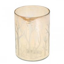 Artículo Linterna de cristal Deco Trees Brown Tealight Glass Ø9.5cm H13.5cm