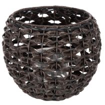 Artículo Portavelas tejido, negro y marrón, decoración de verano, Ø31cm H25cm