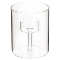 Artículo Farol de cristal con portavelas elevado de 11 cm.